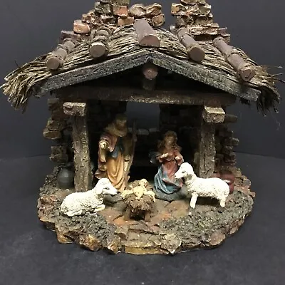 2002 Holiday Elegance Christmas Resin Nativity Manger Creche Set 8”H X 9”L X 6”W • $13.50