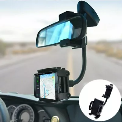 360° Adjustable Car Rear View Mirror Holder Phone Mount Stand For IPhone Samsung • $8.99