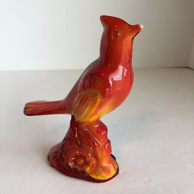 Mosser Red Amberina Glass Cardinal Bird Figurine 5.5” Tall • $35