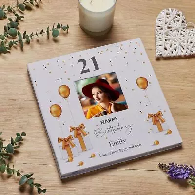 Personalised 21st Birthday Photo Album Linen Cover With Gold Balloons LLPA-20 • £25.99