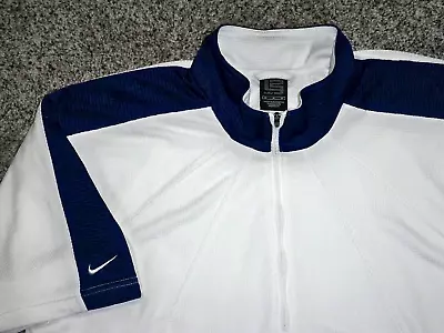 Men's NIKE Lebron James Warm-up Shooting Shirt M WHITE W/Blue Trim & Swoosh L23 • $49.99