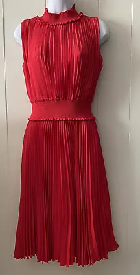 NWOT Nanette Lepore Smocked Pleated Dress Size 6 Red Sleeveless • $40