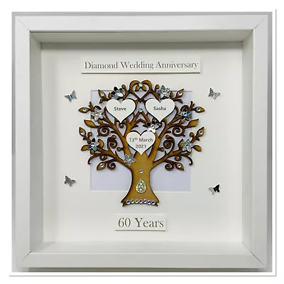 60th Diamond Wedding Anniversary Family Tree Picture Frame Custom Classic • £44.99