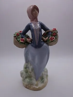 Rex Valencia Porcelain Figurine Lady Flower Seller 27cm Preloved #q8 • £22