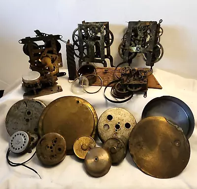 Vintage Clock Parts Lot Movement Miscellaneous Gears Brass Steampunk • $25