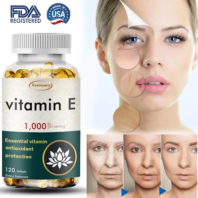 Vitamin E Capsules 1000IU - Natural Anti-aging AntioxidantSupports Skin Health • $9.19