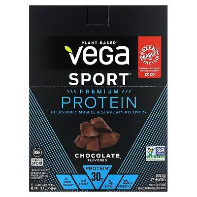 Sport Plant-Based Premium Protein Chocolate 12 Packs 1.6 Oz (44 G) Each • $35.47
