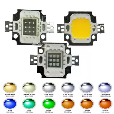 LED Chip 10W 900mA 12V White Red Green Blue UV Light Beads For 10W Floodlight • £1.19