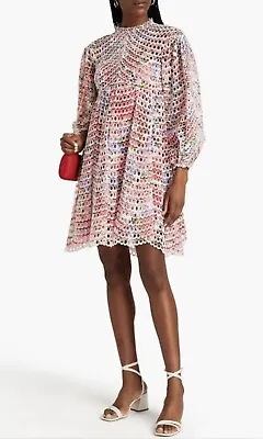 $360 • Buy Zimmermann Poppy Eyelet Short Dress Size 0/1 Au/uk 8/10
