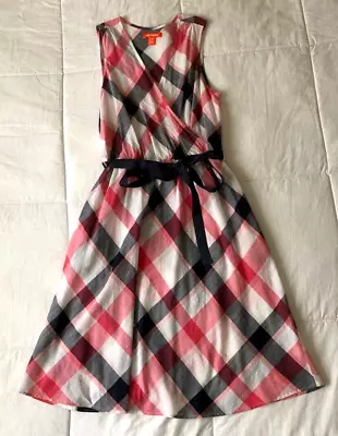 JOE FRESH Madras Summer Dress - Size M - Sleeveless - Red/Pink/Black/White Plaid • $14