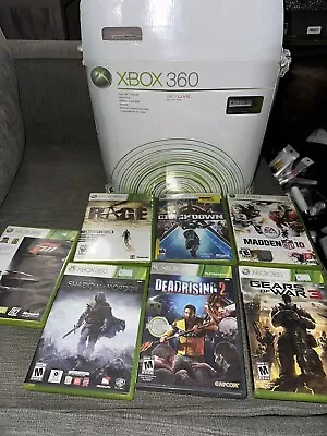 Microsoft Xbox 360 Pro System Bundle 60GB White Console W/ 7 Games Fast Shipping • $149.99