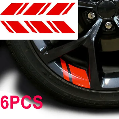 6x Reflective Car Wheel Rim Vinyl Decal Sticker Red Car Accessories For 16 -21  • $3.99