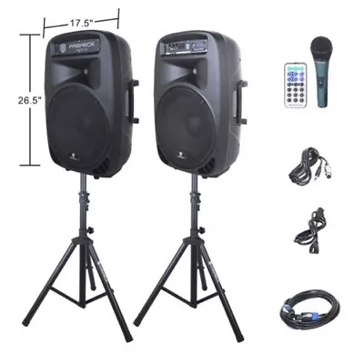 PRORECK PARTY 15 2000W 15  Powered DJ PA Speaker System Bluetooth/USB/SD/LED • $305.99