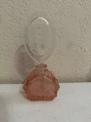 Vintage Czech Pink & Clear Glass Or Crystal Perfume Bottle Geometric Design • $45
