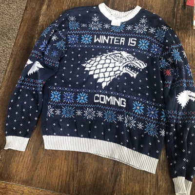 $25 • Buy Game Of Thrones Winter Is Coming Ugly Christmas Holiday Sweater Size Large