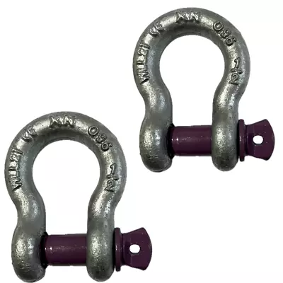 2x Lifting Shackle WLL 2 Ton Galvanised Screw Pin Tested Alloy Bow Shackles • £5.49