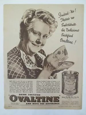 Vintage Australian Advertising 1949 Ad OVALTINE TONIC FOOD DRINK Old Woman Art • $14.95