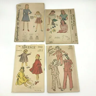 Vintage 1940s Lot 4 Girls Sewing Patterns UNUSED Advance McCall Simplicity PT • $18.95