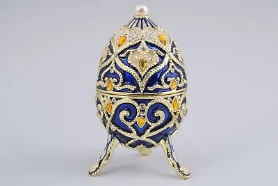 Keren Kopal Blue Music Egg  Trinket Box Decorated With Austrian Crystals • $122