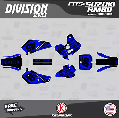 Graphics Decal Kit For Suzuki RM80 (2000-2001) Division Series - Blue Shift • $54.99