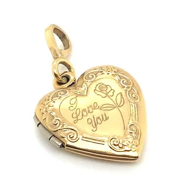 14k GOLD  I LOVE YOU  OPENING HEART LOCKET PENDANT #9496 • $199.99