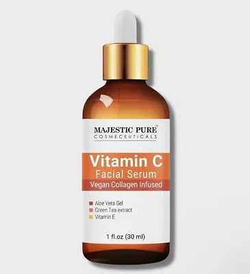 Majestic Pure Vitamin C Facial Serum 1oz Vegan Collagen Infused W/Aloe Vera • $7.99