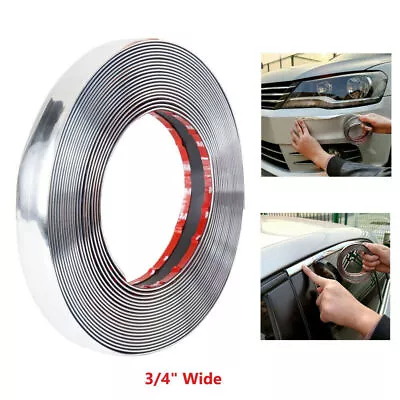 3/4  Chrome Trim Molding Strip Decoration Car Body Door Side Protector 16ft • $9.99