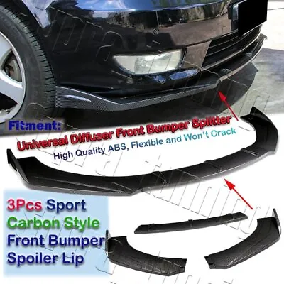 Carbon Look Front Bumper Protector Body Kit Splitter Spoiler Lip 3PCS Universal • $32.89