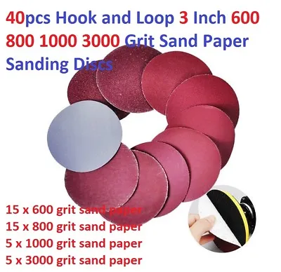 40pcs Hook And Loop 3 Inch 600 800 1000 3000 Grit Sand Paper Sanding Discs • $14.99