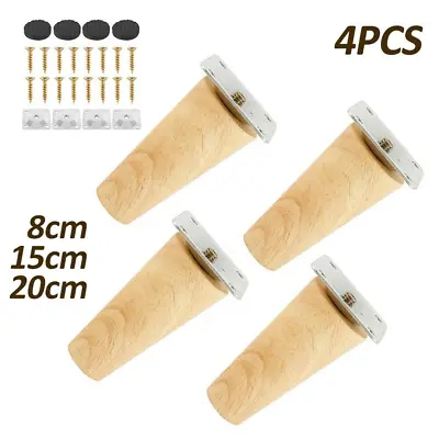 $15.68 • Buy 4x Wooden Furniture Legs Tapered Feet For Sofa Table Chair Stool 8-25cm M8 ❧