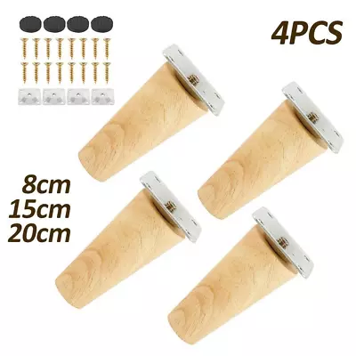 $21.33 • Buy 4x Wooden Furniture Legs Tapered Feet For Sofa Table Chair Stool 8-25cm M8 9