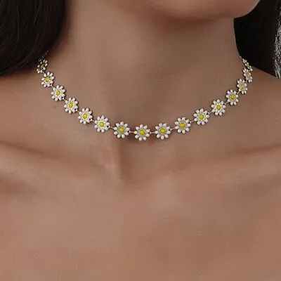 Cute Flower Daisy Choker Necklace Enamel Chain Charm Women Boho Jewelry Gift • $2.46