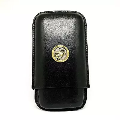 Genuine Leather US Marines Cigar Case 3-Finger With 3 Cigar Holders - Pocket-... • $34.95