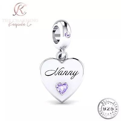 Nanny Heart Charm Genuine 925 Sterling Silver -  Mother's Day Gift • £16.99