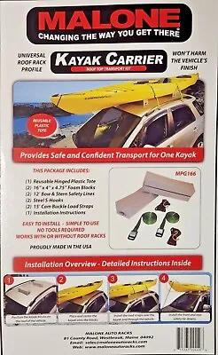 $39.99 • Buy NEW- Malone Kayak Carrier Roof Top Transport Kit MPG166- Universal Rack Profile
