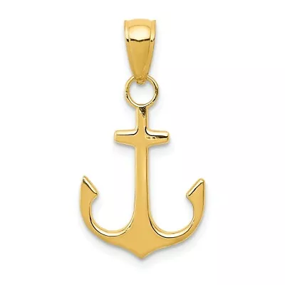 14k 14kt Yellow Gold Anchor Pendant 24 Mm X 14 Mm • $125