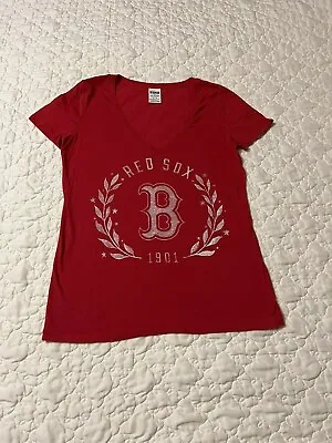 Victoria's Secret 5th & Ocean Pink Boston Red Sox Short Sleeve Shirt Sz Med Red • $12