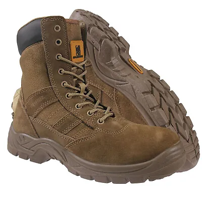 Mens Desert Army Combat Leather Patrol Boots Tactical Military Work Jungle Size • £30.90