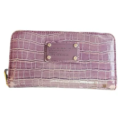 $18.87 • Buy Marc By Marc Jacobs Crocodile Embossed Wallet Purple Plum Zip Around AS IS
