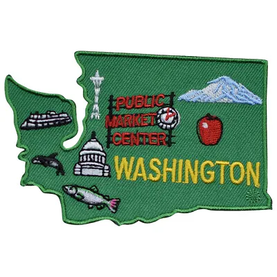 Washington Patch - Pike Place Market Mt. Rainier Seattle 3.5  (Iron On) • $3.74