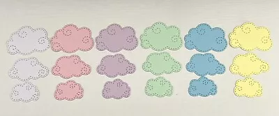 Die Cut Shapes Pastel Clouds 18pcs Card 3 Sizes 6 Colours Card Making Toppers • £2.40