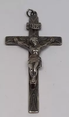 Vintage Large Sterling Silver Cross Crucifix Rosary Part Pendant Signed SF • $28