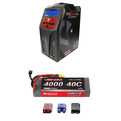 Venom 40C 2S 4000mAh 7.4V Sport Power LiPo Battery And Pro Duo Charger Combo • $178.98