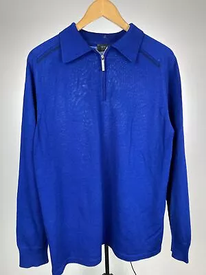 VERSACE Classic Blue Wool Polo Neck Sweater M Medium • $68