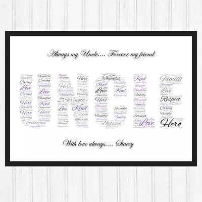 Gift For Uncles. Personalised Word Uncle. Keepsake Gifts Birthdays. PRINT ONLY • £4.99