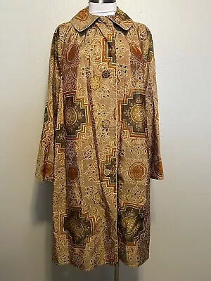 VTG 1960s Reversible Silk Trapeze Swing Coat Midi Mod Bespoke Spring/Summer L/XL • $129.99