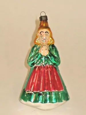 Antique West German Angel In Hoop Skirt Vintage Glass Christmas Ornament 1950's • $15