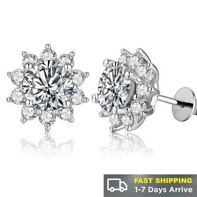 $69.90 • Buy Snowflake Stud Earrings 925 Sterling Silver Jewelry For Women Wedding Gift 5.0mm