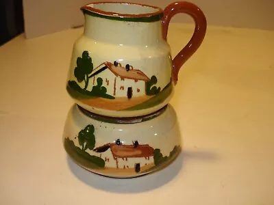 Motto Ware Watcombe Torquay Devon England Stackable Creamer&Sugar  Waste Not...  • $12.99