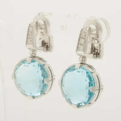 $2855.29 • Buy Bvlgari Parentesi Cocktail Blue Topaz Diamond Earing 750 16.0g